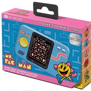 NWT. My Arcade Ms. Pac-Man Pocket Player Pro Portable Gaming System - Blue/Pink